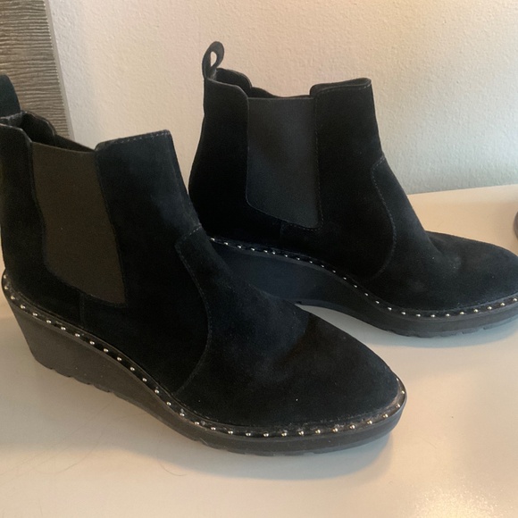 Black suede studded wedge boots - Picture 5 of 7